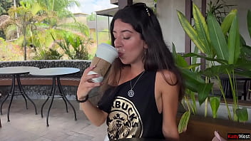 Public Sperm Surprise: A Filthy Cumwalk Through Starbucks After A Lewd Toilet Blowjob