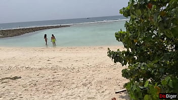 Exposed Cock On The Beach: Risky Public Creampie For Stepmom And Stepdaughter