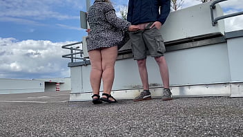 Mature Woman Shamelessly Squats And Pisses In Public Parking Lot