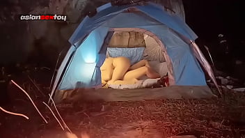 Passionate Asian Lovers Sneak Steamy Tent Sex While Friends Sleep Nearby