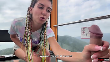 Exposed And Aroused: She Strokes My Hard Cock And Gulps Down My Load On The Ferris Wheel