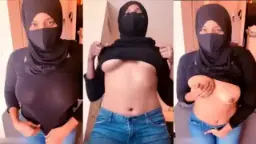 Horny Hijabi In Black Gropes Her Tits