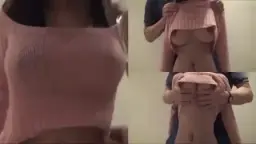 Squeezing Big Tits On A Slim Body Model
