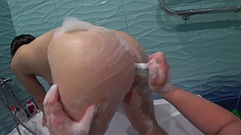 Peeping On My Girl In The Shower, Then Soaping Up Her Thick Ass And Hairy Cunt Before Pounding Her Tight Asshole To A Screaming Climax. Pov.