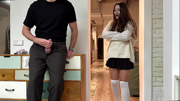 Caught My Stepbrother Stroking His Cock – He Spurted All Over My Uniform, Now I’m Stuck Here Begging For More…