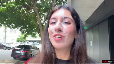 Drenched In Cum, I Crave Your Load On My Face – A Filthy Public Cumwalk Down The Street