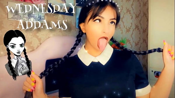 Wandinha Addams Giving Sloppy Ahegao Face And Taking It Deep – Wednesday Addams Cosplay With Extra Spit And Gagging