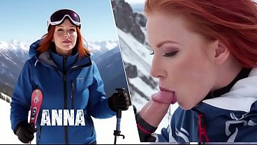 Anna’s Mouth Works Magic On The Slopes, Swallowing Every Inch In The Frosty Mountain Air.