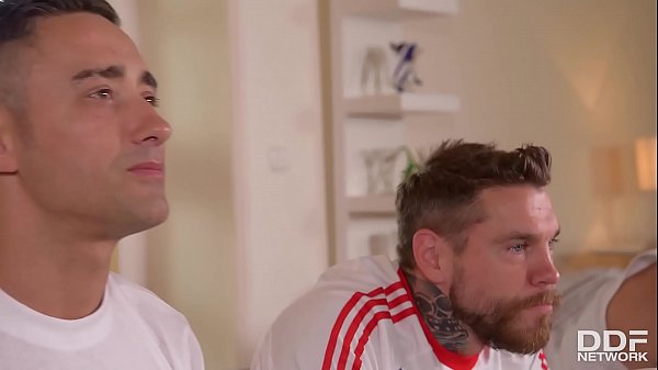 Three Horny Football Fans Take Turns Pounding Fiery Redhead Eva Berger In A Wild Gangbang