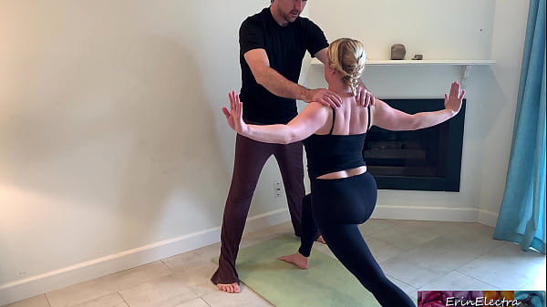 Stepson Assists Stepmom In Yoga, Stretching Her Tight Wet Pussy