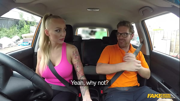 Busty Blonde Milf With Ink Craves A Wild Ride At The Fake Driving School