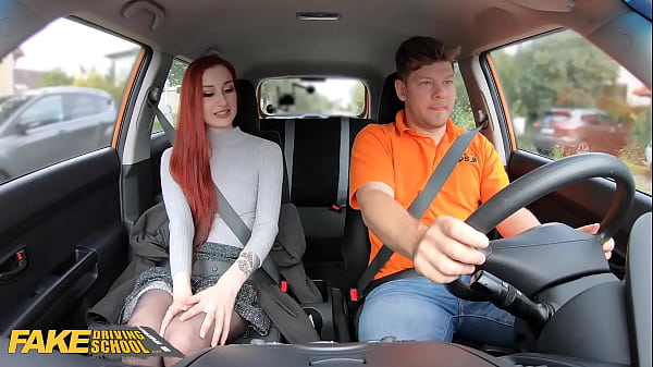 Redheaded British Babe’s Tights Torn Open For Hardcore Pussy Pounding At Fake Driving School