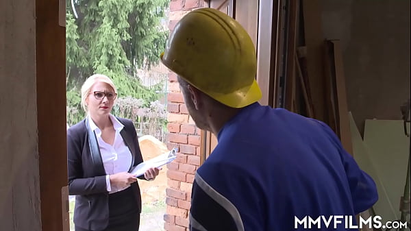 Busty Blonde Bombshell Gets Plastered By A Laborer’s Load