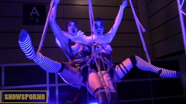 Brunette Pornstars Tied Up In Naughty Clown Shibari