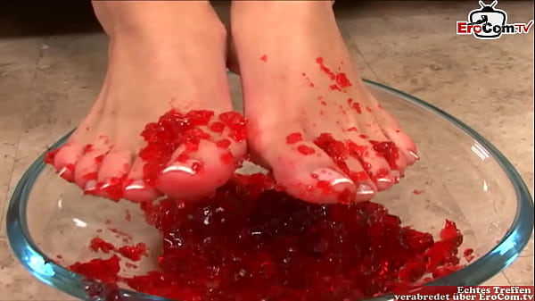 Brunette Teen Teases With Her Feet Before Getting A Hot Load All Over Them.