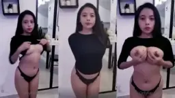 Naked Tease Miera In Black Top, Wet Lips And Tight Curves For Onlyfans.