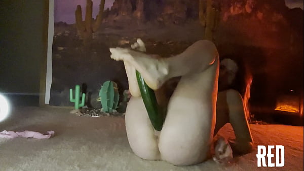 Redhead Takes A Long, Hard Ride On A Juicy Cucumber