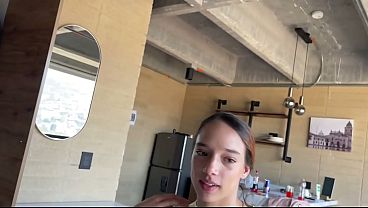 18-year-old Tight Gym Girl Takes Control, Sucking Cock And Licking Asshole On Casting Couch